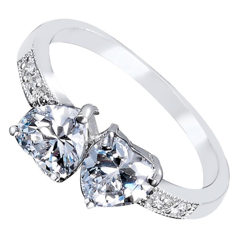 Ebay heart-shaped ring double heart-shaped zirconia women's ring ring silver jewelry