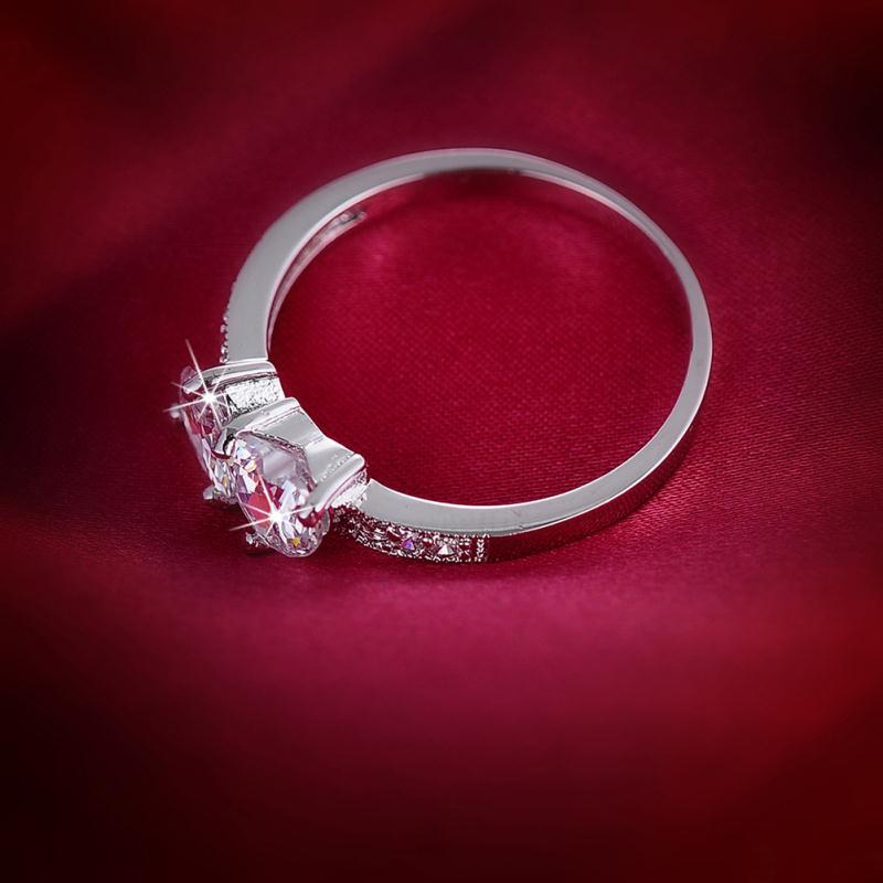 Ebay heart-shaped ring double heart-shaped zirconia women's ring ring silver jewelry
