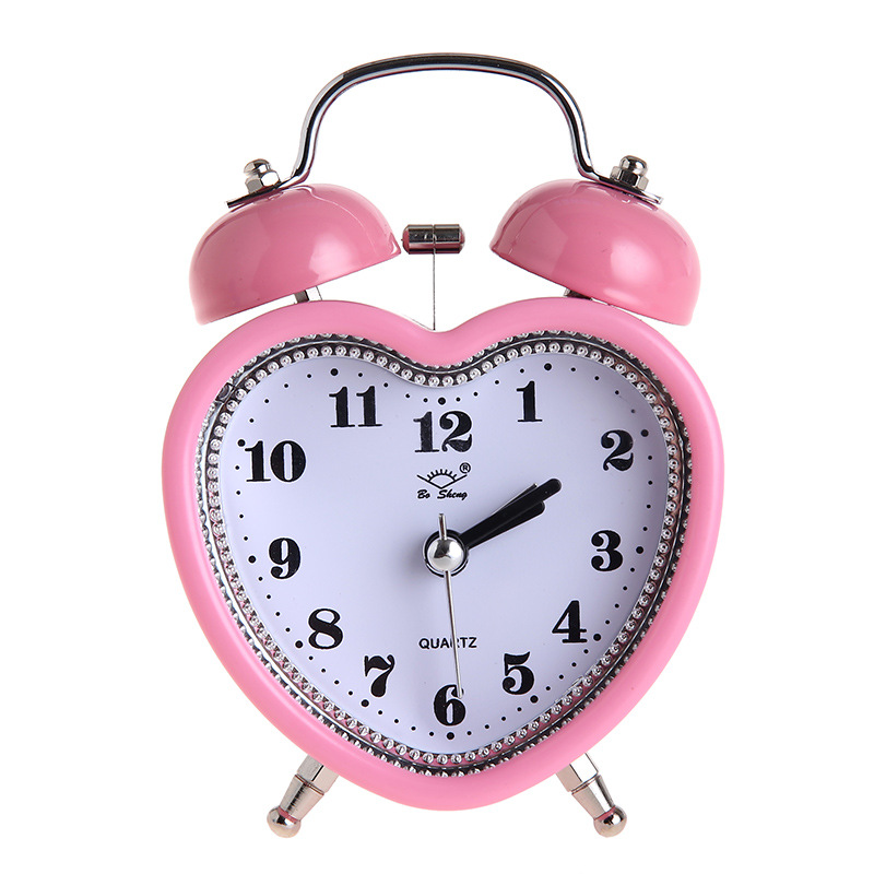 Bell Alarm Clock 3-inch Glow Silent Metal Bell Clock with Light Student Gift Clock Quartz Clock