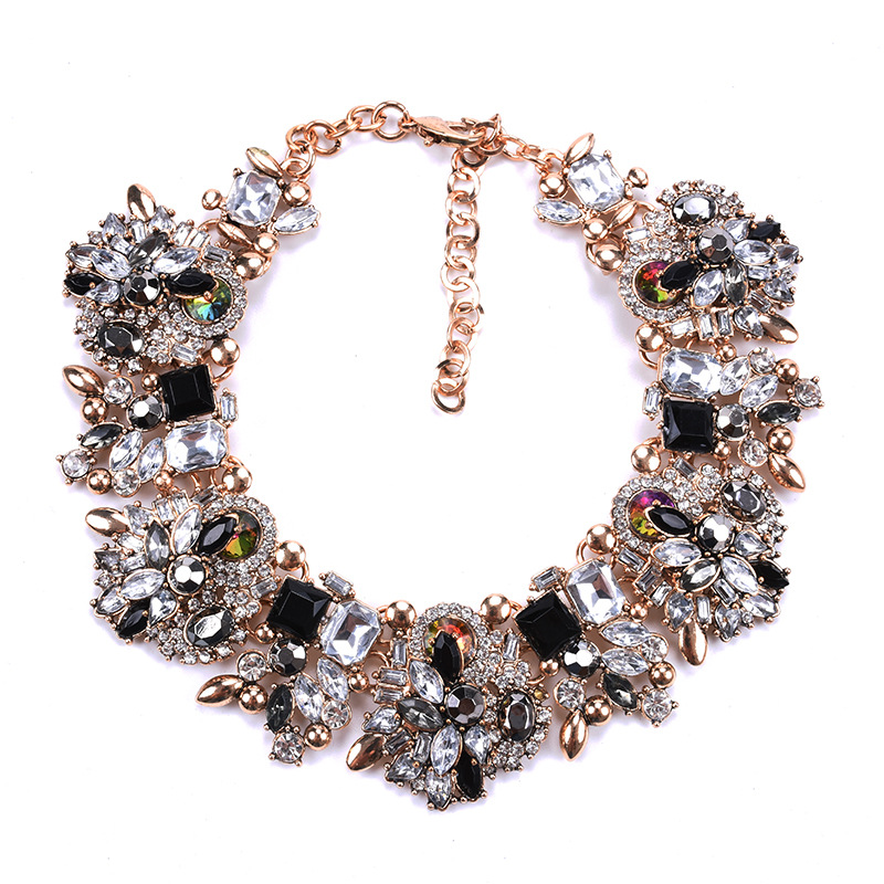 Short necklace women's jewelry full diamond exaggerated floral necklace clothing accessories