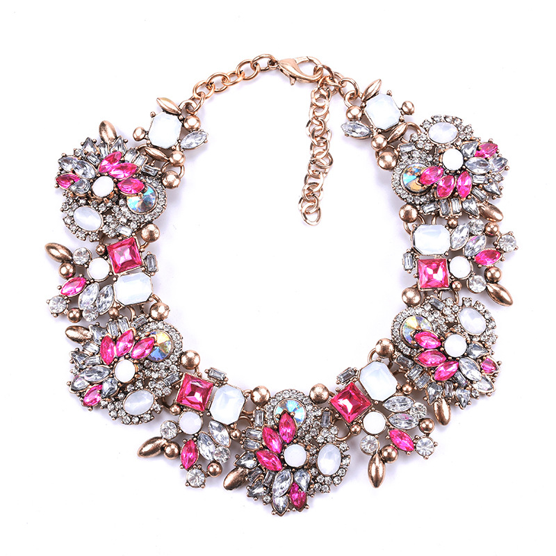 Short necklace women's jewelry full diamond exaggerated floral necklace clothing accessories