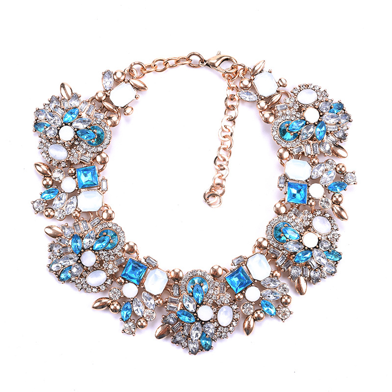 Short necklace women's jewelry full diamond exaggerated floral necklace clothing accessories