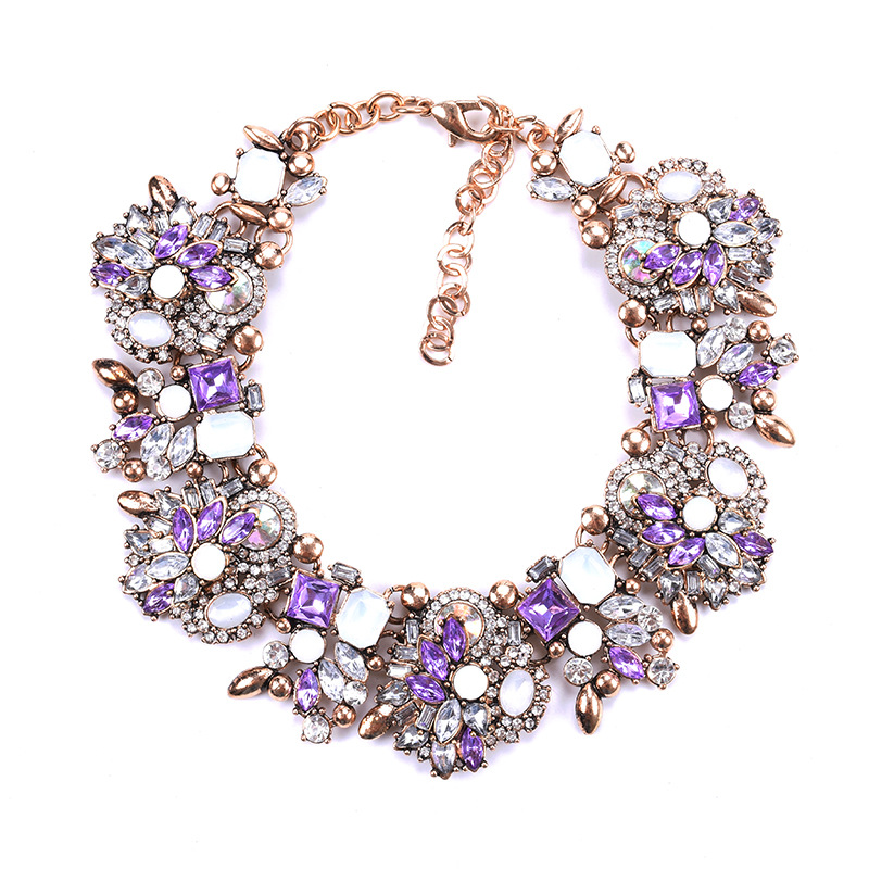 Short necklace women's jewelry full diamond exaggerated floral necklace clothing accessories