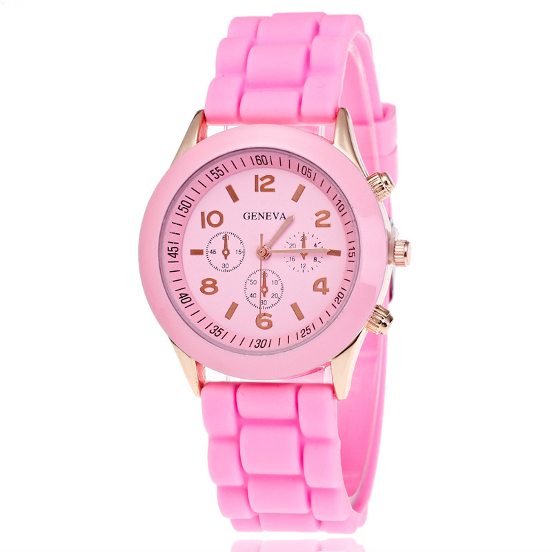 GENEVA Geneva silicone strap women's watch, three-eye ring drill women's watch