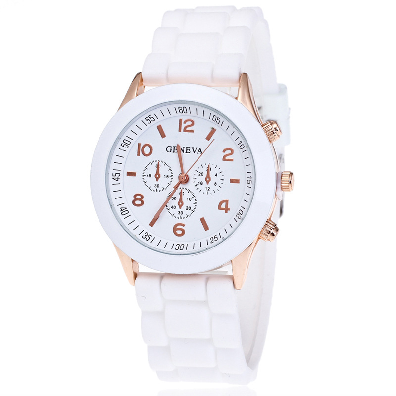 GENEVA Geneva silicone strap women's watch, three-eye ring drill women's watch