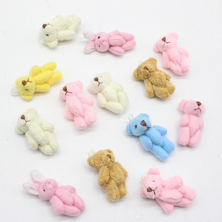 Plush Toy Jointed Bear Teddy Bear 3.5cm Jointed Bear Plush Charm Accessories Multiple Colors Available