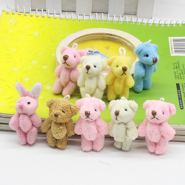 Plush Toy Jointed Bear Teddy Bear 3.5cm Jointed Bear Plush Charm Accessories Multiple Colors Available