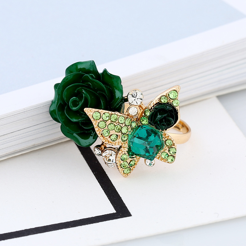 High-quality rose ring ethnic style butterfly ring Bohemian alloy jewelry