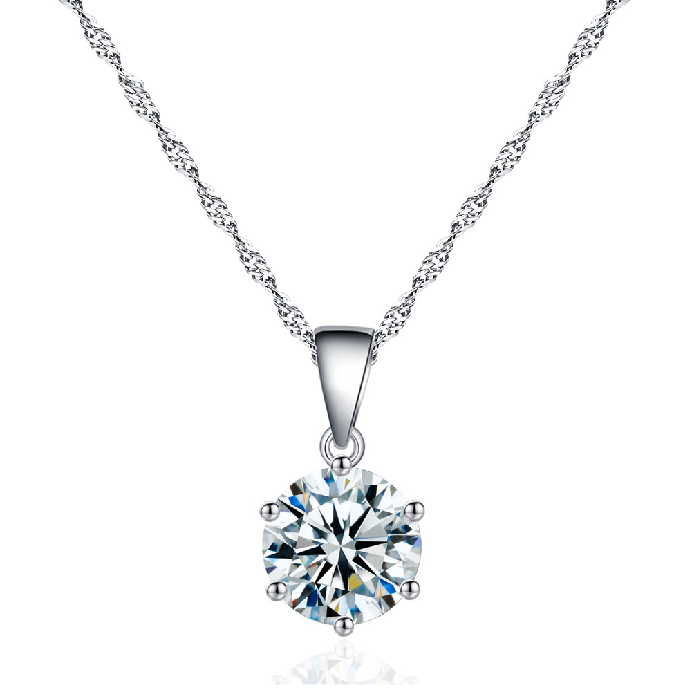 Simple Zircon Necklace Earring Ring Set Wedding Bride Accessory Women's Fresh Jewelry