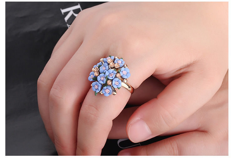 Carefully selected flower ring set women's diamond ceramic flower simple ring