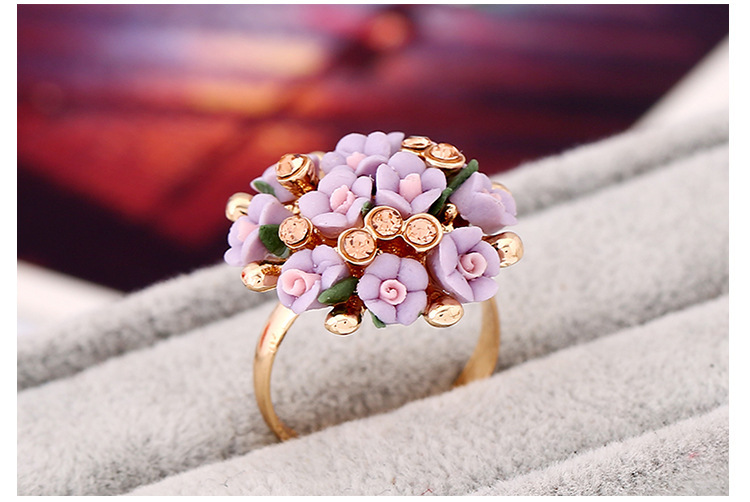 Carefully selected flower ring set women's diamond ceramic flower simple ring
