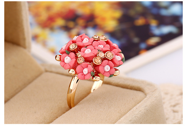 Carefully selected flower ring set women's diamond ceramic flower simple ring