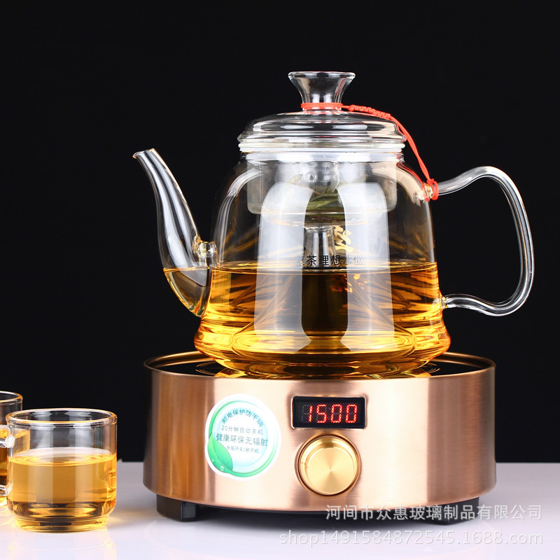 Glass dark tea steaming pot, Pu'er tea steamer for electric ceramic stove, health flower tea pot