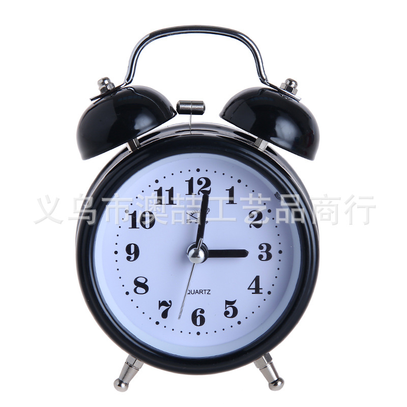 Bell Alarm Clock 3-inch Glow Silent Metal Bell Clock with Light Student Gift Clock Quartz Clock