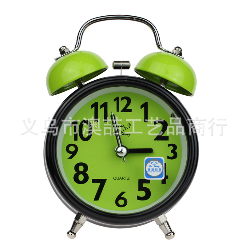 Bell Alarm Clock 3-inch Glow Silent Metal Bell Clock with Light Student Gift Clock Quartz Clock