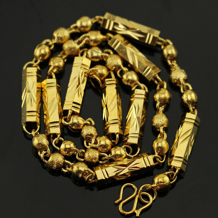 Big gold necklace gold-plated live-streaming sand gold necklace men South Africa tin gold jewelry fire gold inside and outside one color country