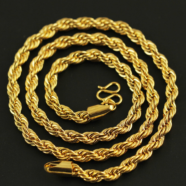 Big gold necklace gold-plated live-streaming sand gold necklace men South Africa tin gold jewelry fire gold inside and outside one color country