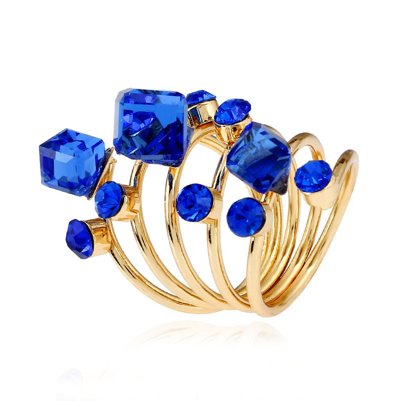 Crystal gemstone ring exaggerated large spring ring original single accessory