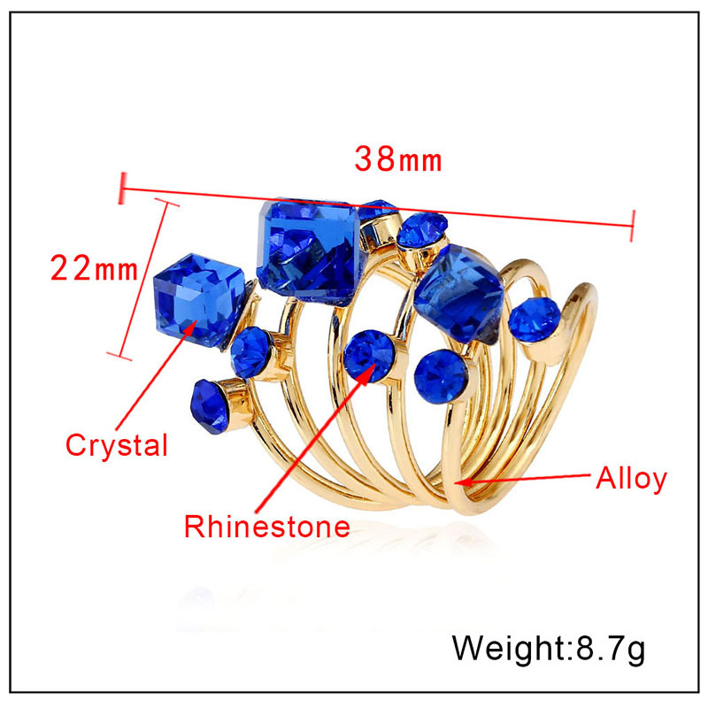 Crystal gemstone ring exaggerated large spring ring original single accessory