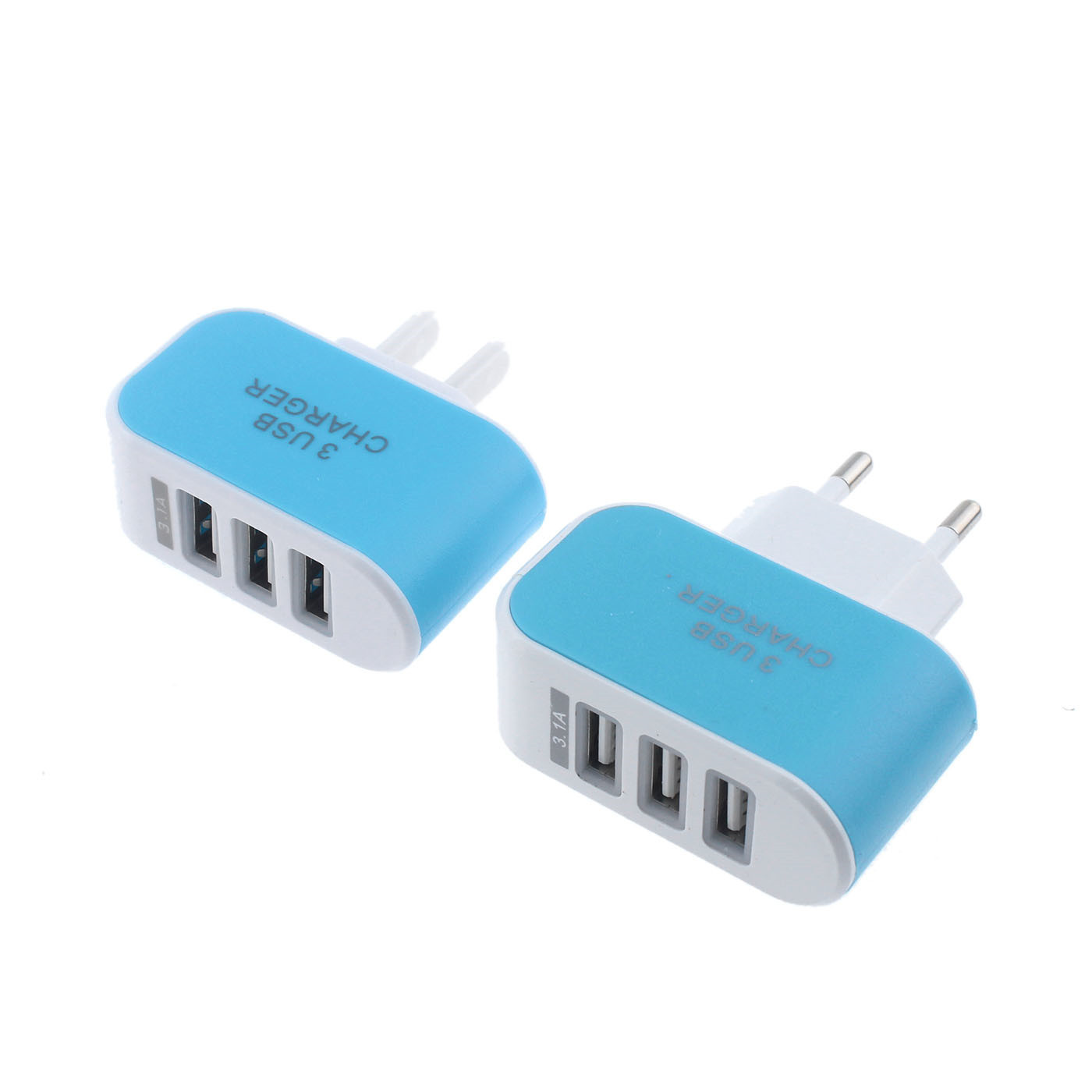 3USB Colorful Candy Charger EU US Travel 3-Port Glowing Phone Charger