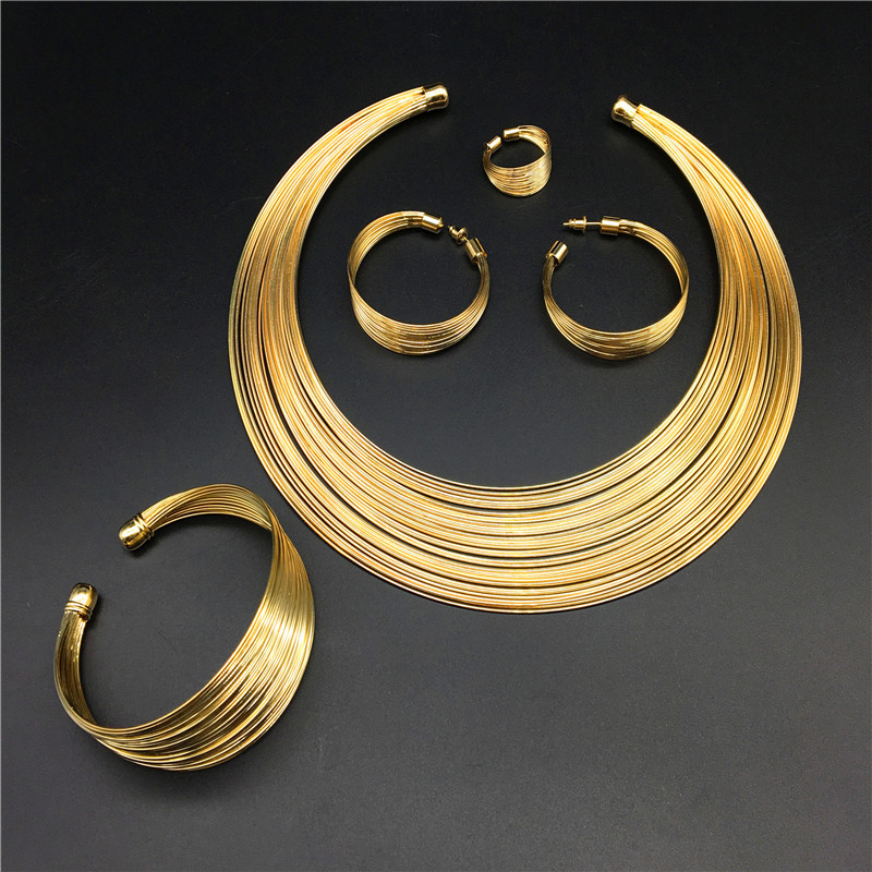 Nigeria bride necklace set alloy multi-strand collar four-piece set jewelry necklace suit