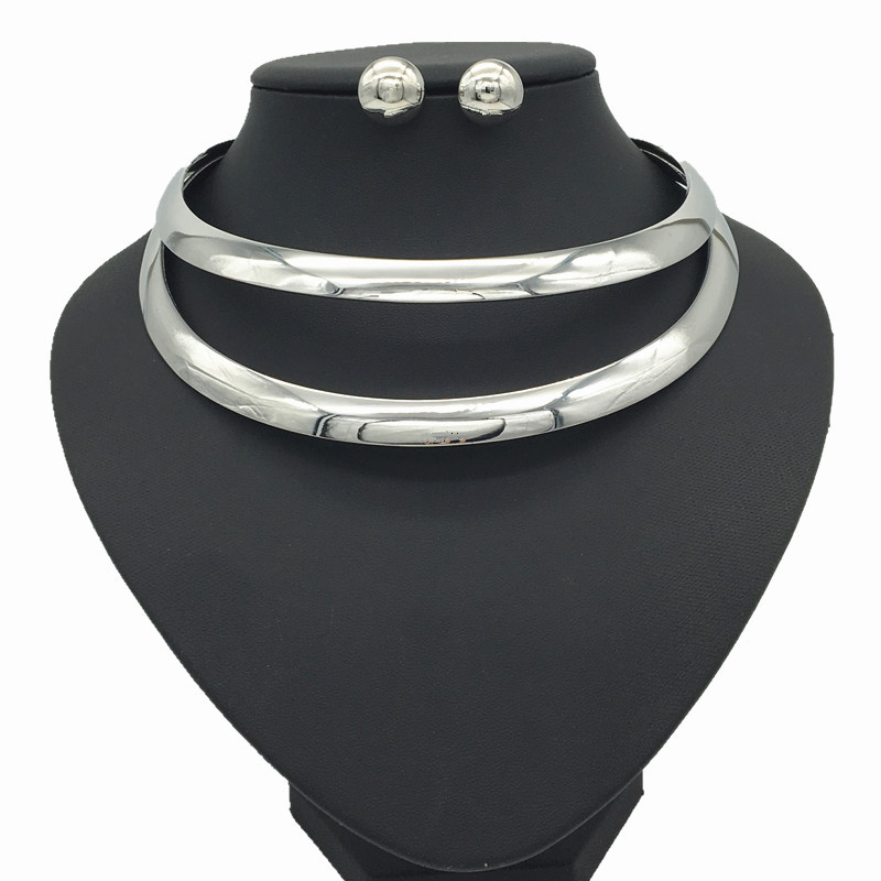 Simple double-layer hollow metal collar punk exaggerated neck ring necklace for women choker