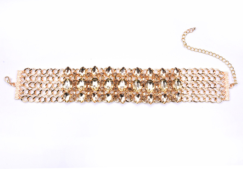2019 new autumn and winter big brand full diamond colored drop exaggerated necklace collarbone chain clothing accessories