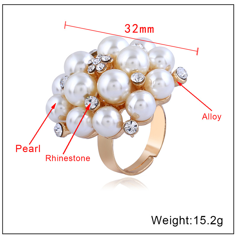 Fashion ring for index finger adjustable pearl ring