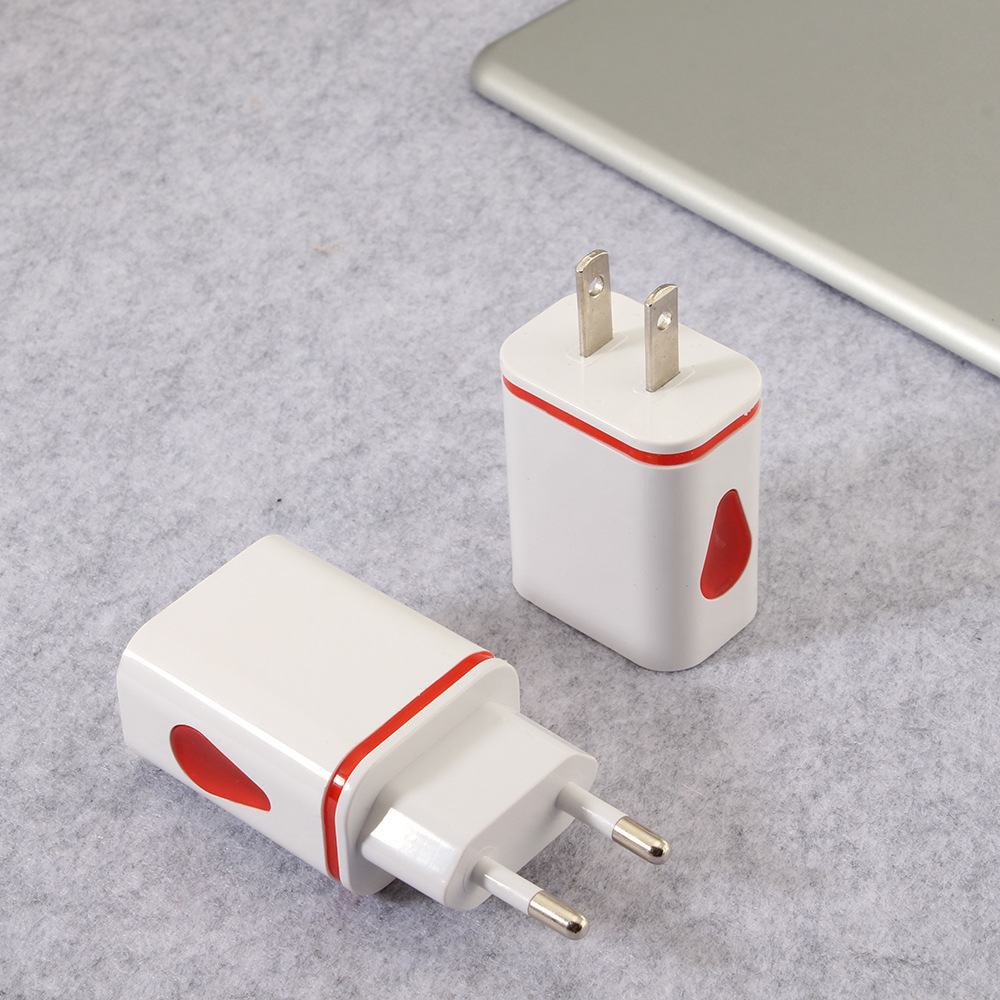 2USB Water Drop LED Light Charger Smartphone Dual Port Drop Travel Charger Raindrop Charging Head Fast Charging