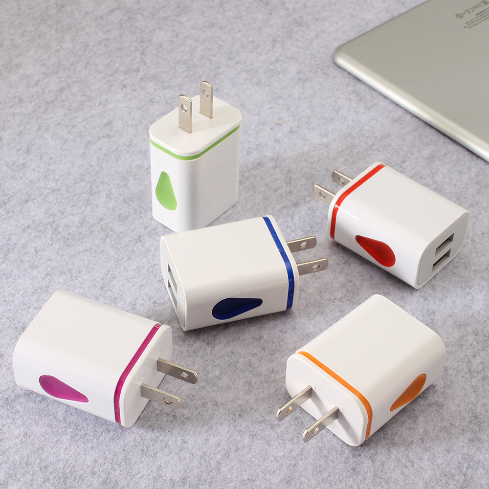 2USB Water Drop LED Light Charger Smartphone Dual Port Drop Travel Charger Raindrop Charging Head Fast Charging
