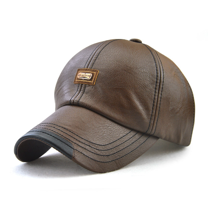 New autumn/winter men's baseball cap, leather simple style outdoor baseball cap
