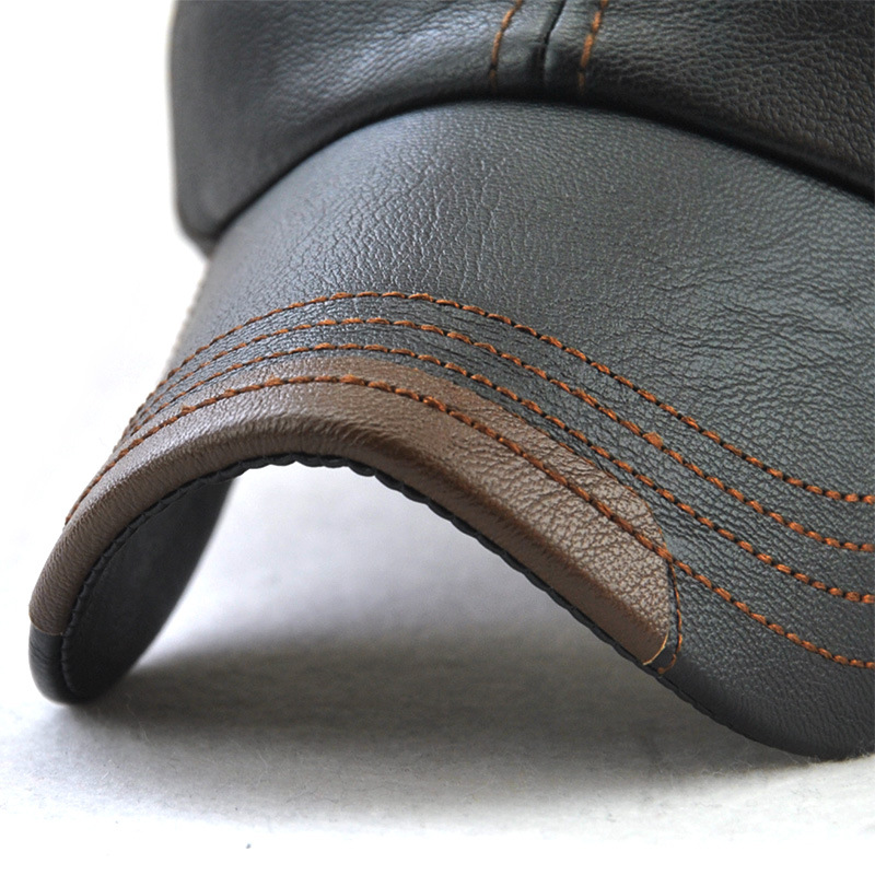 New autumn/winter men's baseball cap, leather simple style outdoor baseball cap