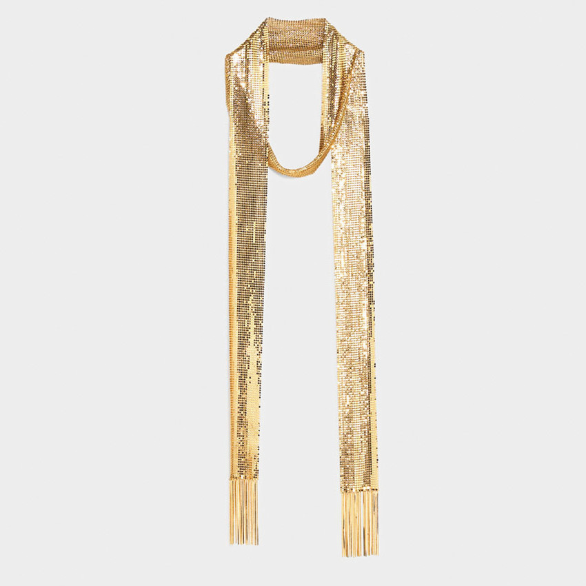 Exaggerated Texture Mesh Scarf New Metal Sequins Long Necklace Direct Sale