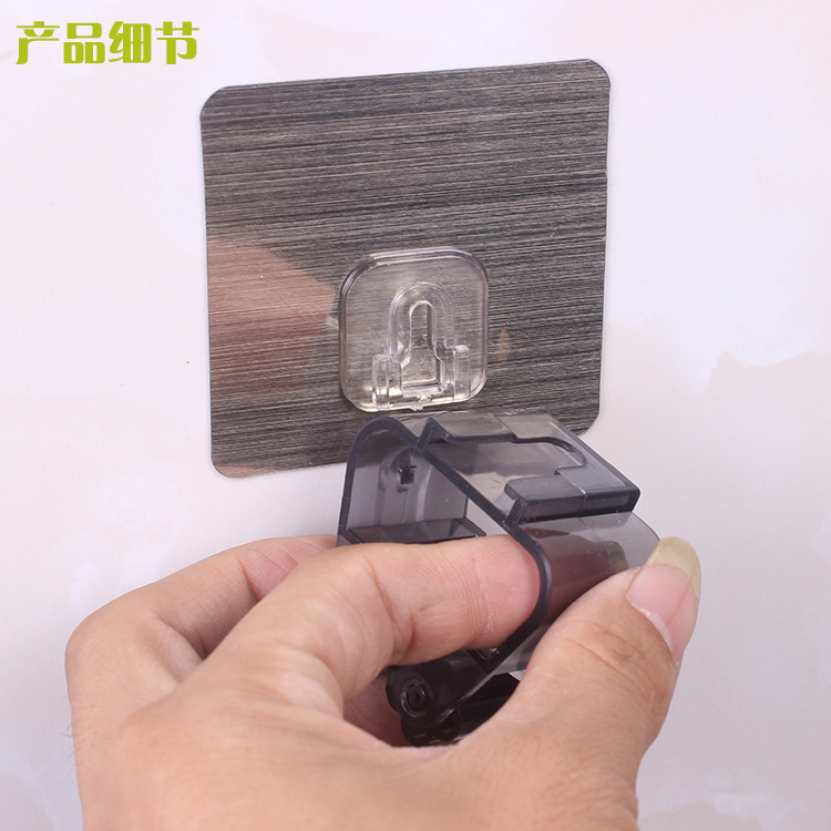 Brushed gray seamless mop holder, mop clip no-drill seamless broom mop hook clip, mop holder base
