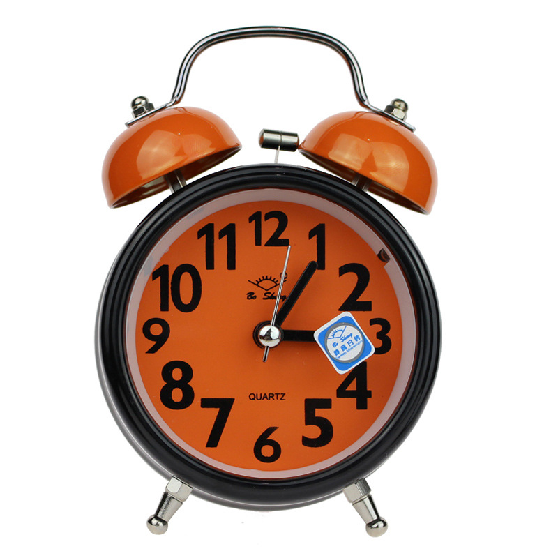 3-Inch Metal Bell Alarm Clock Silent with Night Light Children Student Gift Alarm Clock