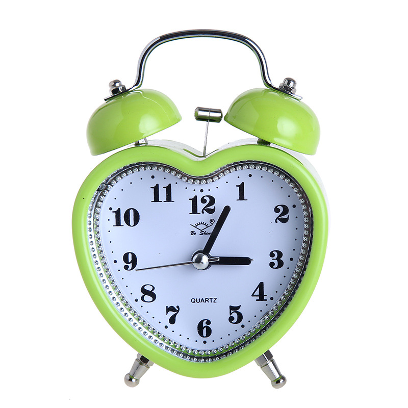 Heart-Shaped Bell Alarm Clock Silent with Night Light Gift Promotional Alarm Clock