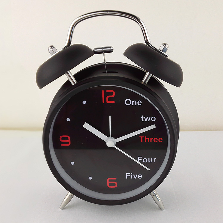 4-inch large metal silent alarm clock with luminous hands and night light, children's student alarm clock