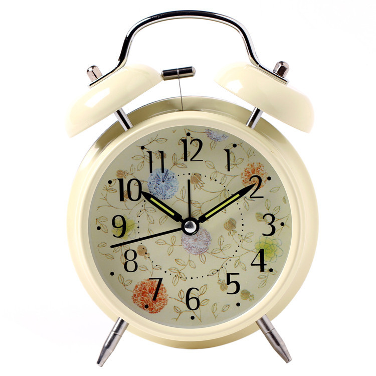 4-inch large metal silent alarm clock with luminous hands and night light, children's student alarm clock