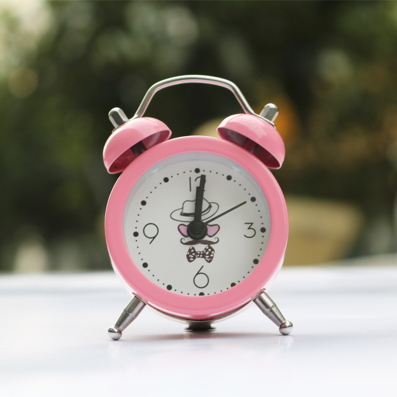 Metal material small alarm clock, pastoral and fresh desktop mini alarm clock, small gift for activities and festivals