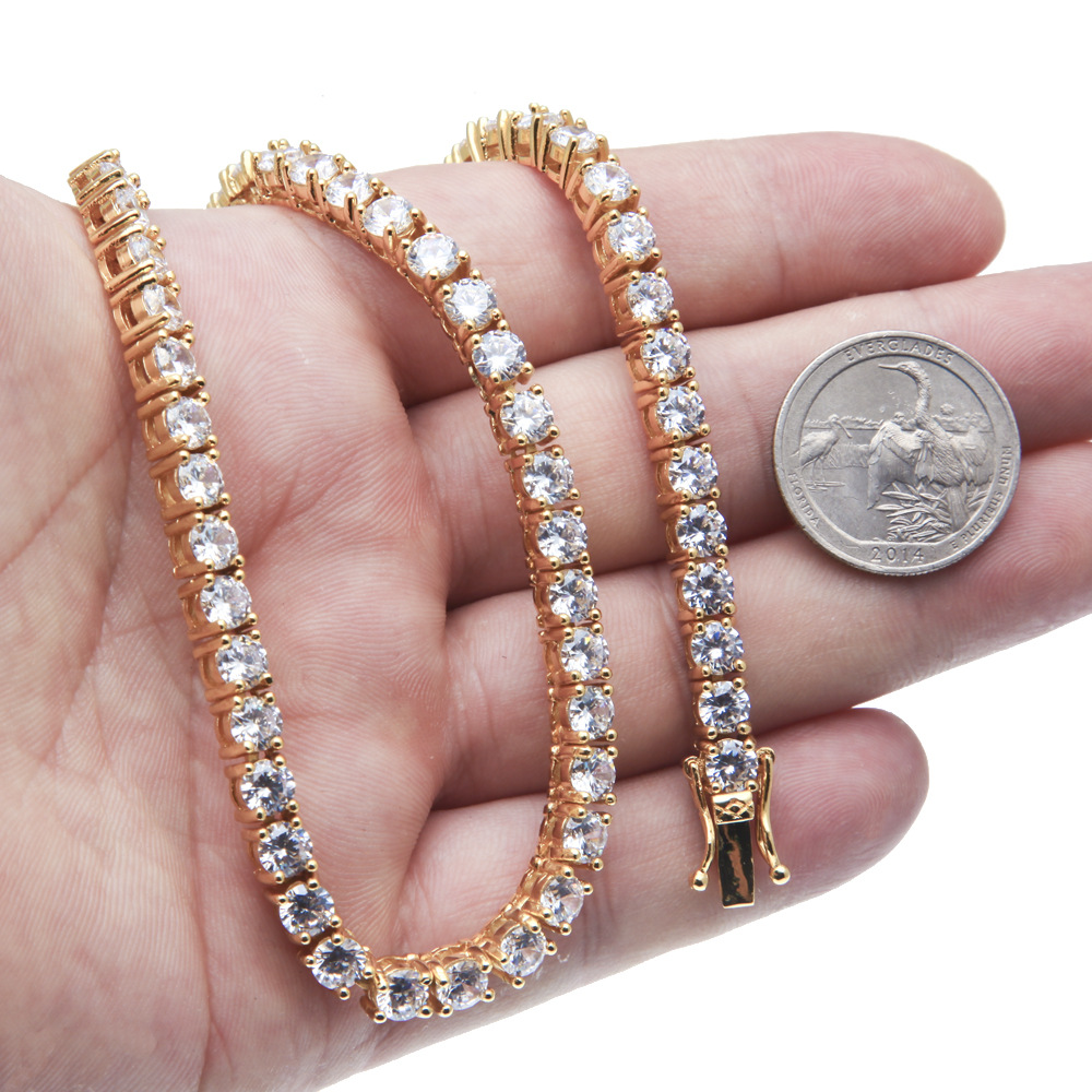 Zircon Tennis Chain Necklace Men Hip Hop Accessories Tennis Chain