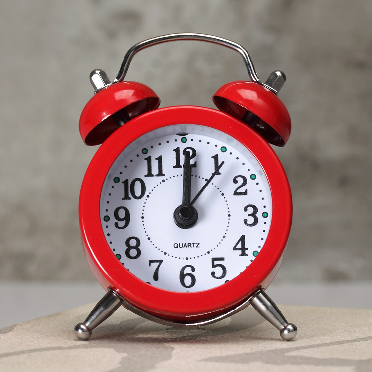 Metal material small alarm clock, pastoral and fresh desktop mini alarm clock, small gift for activities and festivals