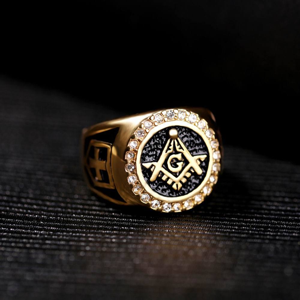 Accessory Stainless Steel Cross Ring Gold-Plated Real Diamond Titanium Steel Men's Finger Ring Hand Jewelry