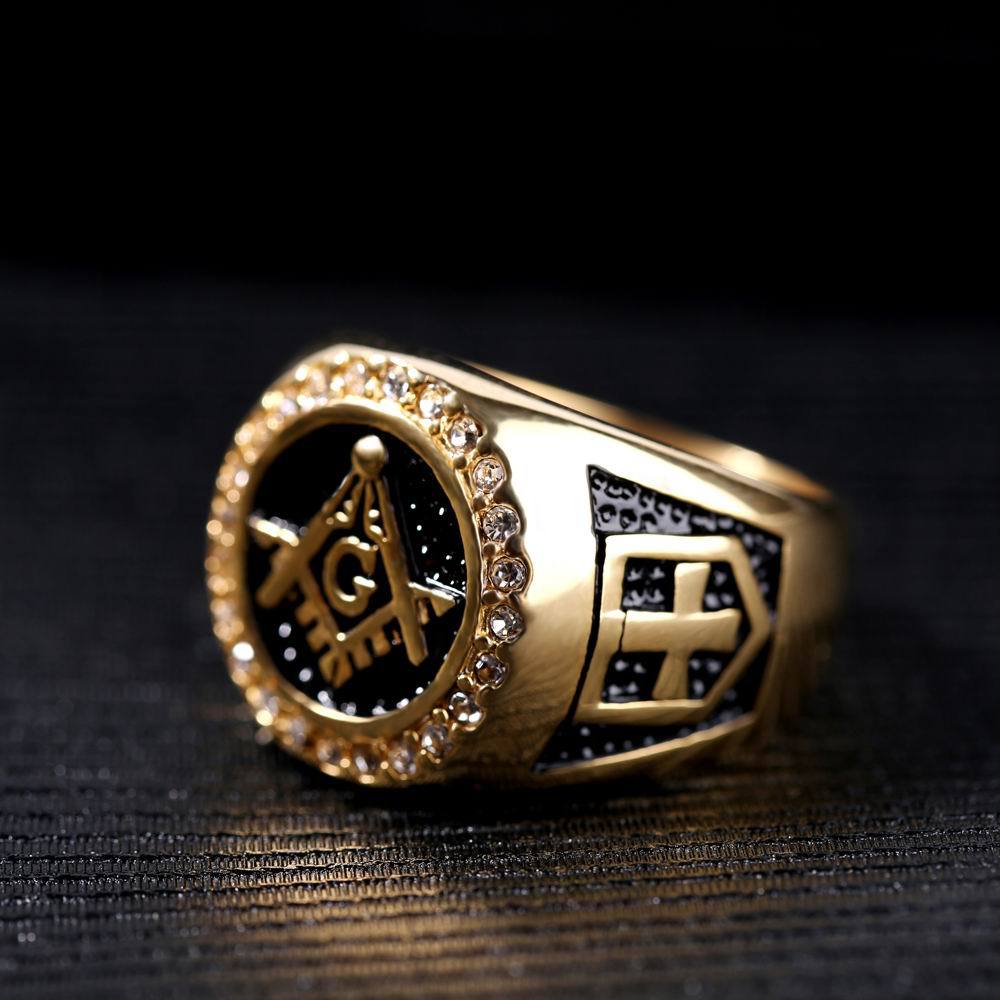 Accessory Stainless Steel Cross Ring Gold-Plated Real Diamond Titanium Steel Men's Finger Ring Hand Jewelry