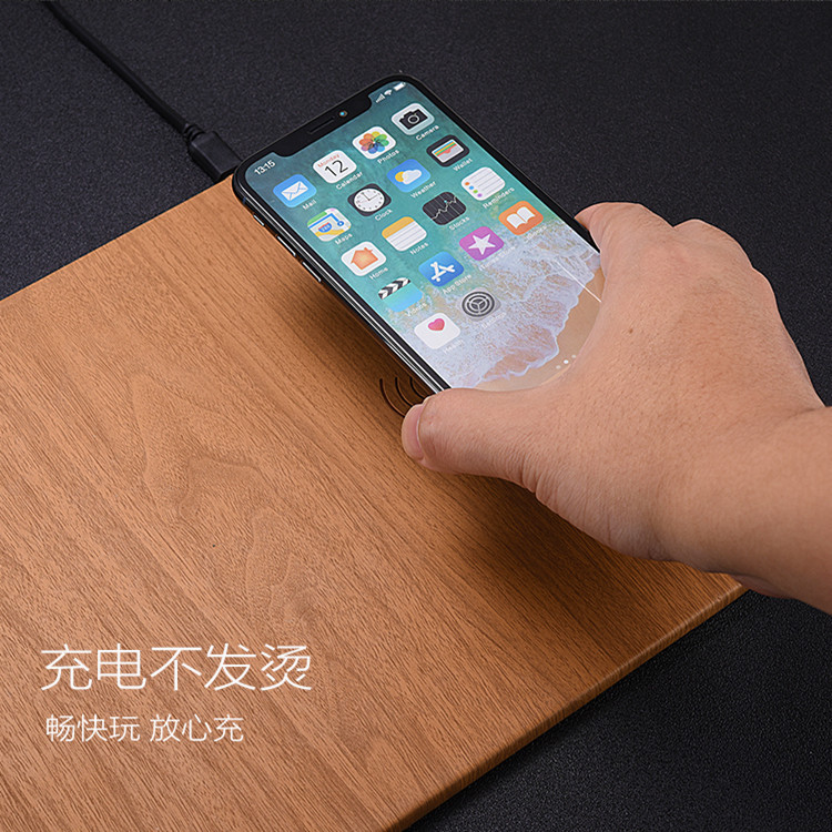 New Wood Grain Wireless Charging Mouse Pad QI Standard Multifunctional Desktop Ultra Thin