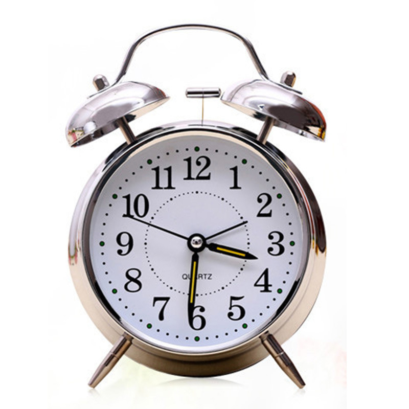 4-inch Metal Bell Alarm Clock Aishida Movement Charging Silent Glow with Light Student Children Alarm Clock
