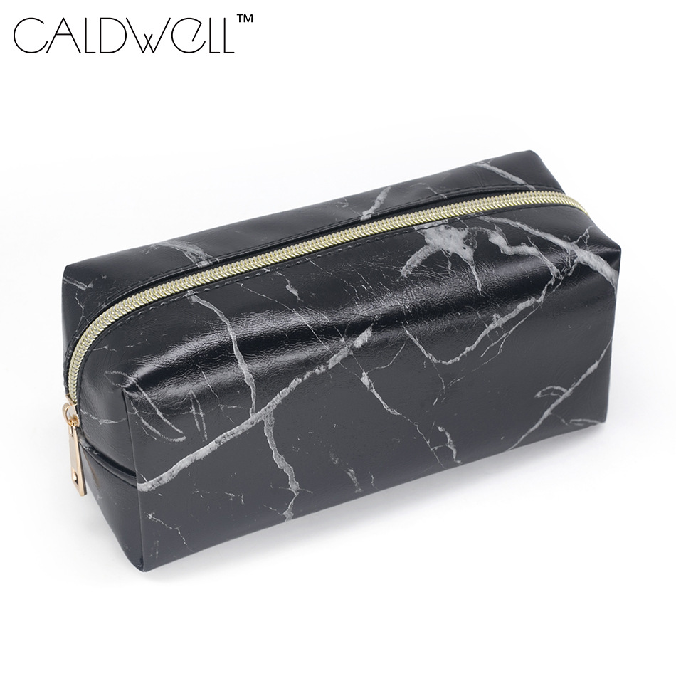 New Marble Pattern PU Cosmetic Bag Portable Handheld Bag Large Capacity Cosmetic Storage Bag
