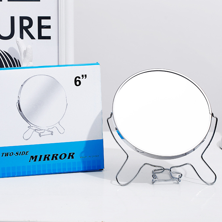 8 Inch 6 Inch Metal Frame Mirror Dressing Mirror Beauty Mirror Makeup Mirror Desktop Double-Sided Mirror