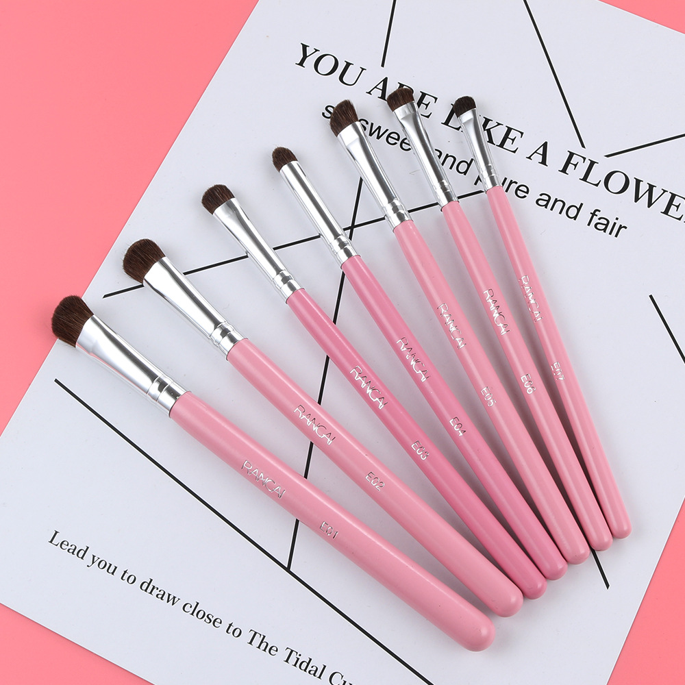 7 Pieces Makeup Brush Set Portable Horse Hair Eyeshadow Brush Eye Makeup Brush Cosmetic Tool Animal Hair Eye Brush