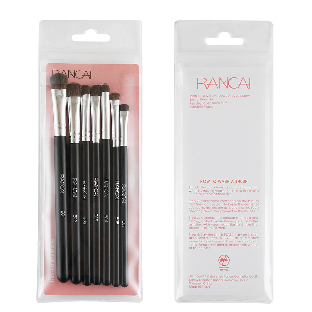 7 Pieces Makeup Brush Set Portable Horse Hair Eyeshadow Brush Eye Makeup Brush Cosmetic Tool Animal Hair Eye Brush