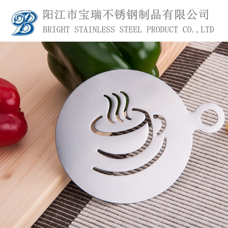 6-piece Stainless Steel Coffee Flower Stencil Mold Portable Coffee Milk Hand Spray Stencil Template